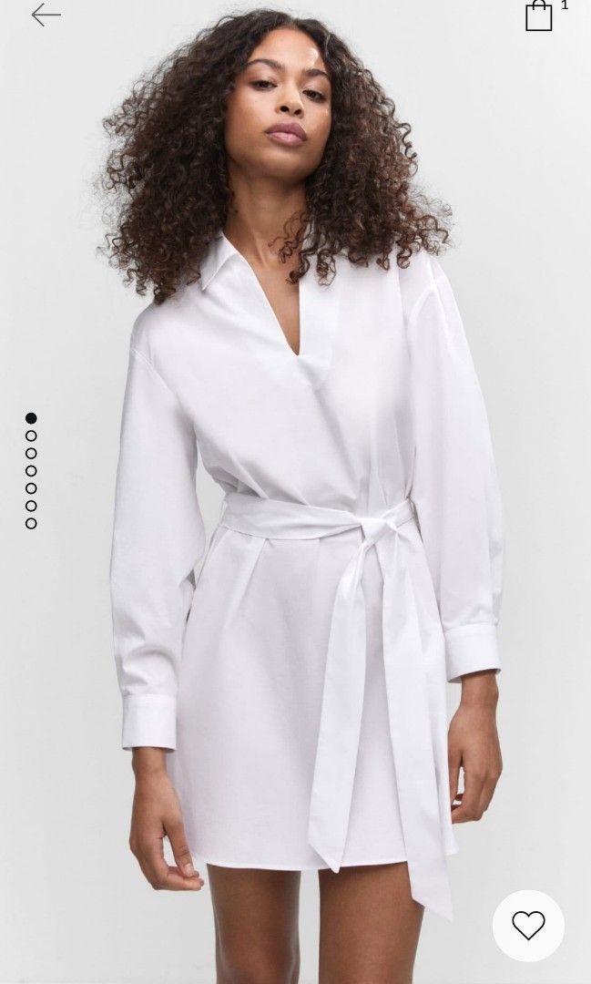 Mango Bow Shirt Dress XS Women s Fashion Dresses Sets Dresses on Carousell