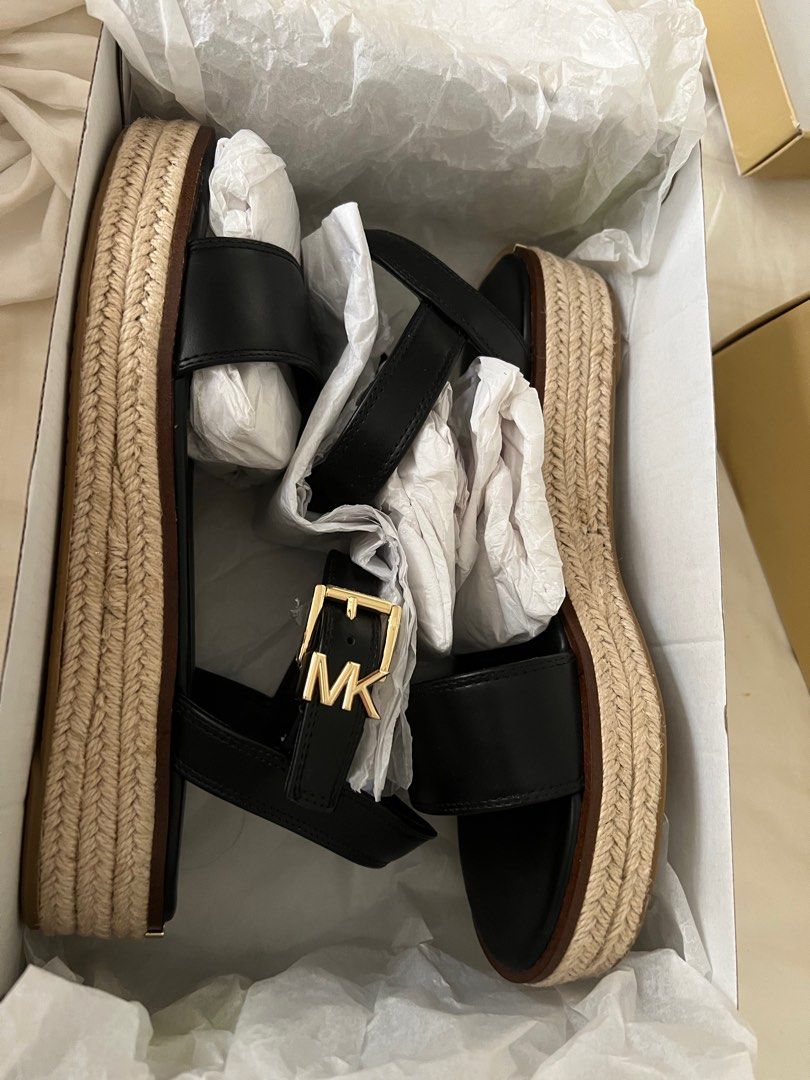 Michael Kors Richie Platform Espadrille Sandal Black 10M, Luxury