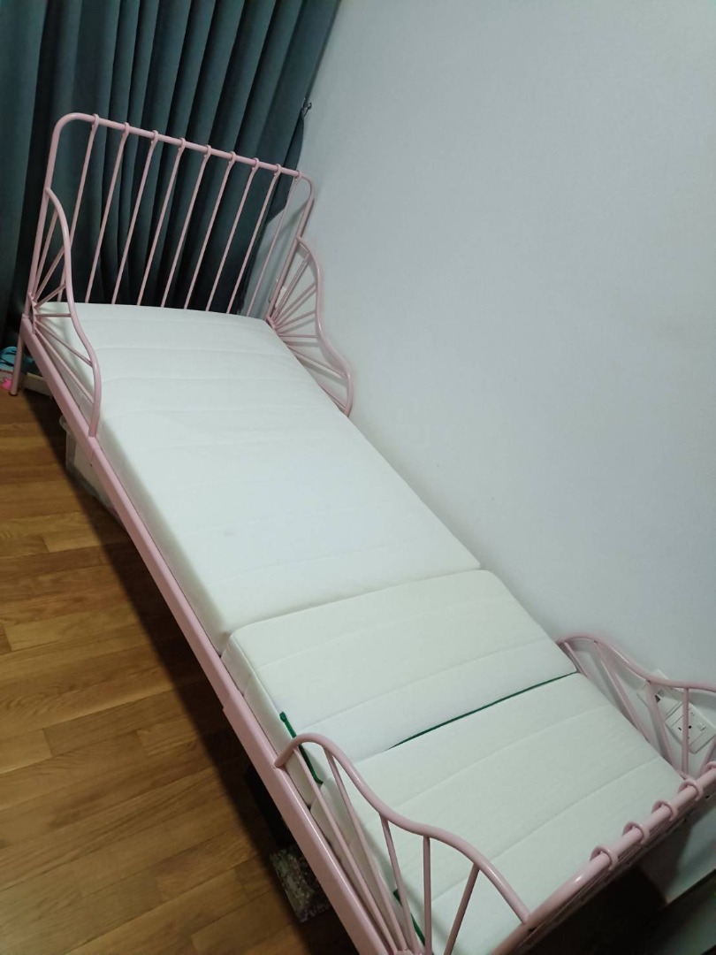 MINNEN IKEA, Single bed frame, light pink, 80x200 cm with IKEA