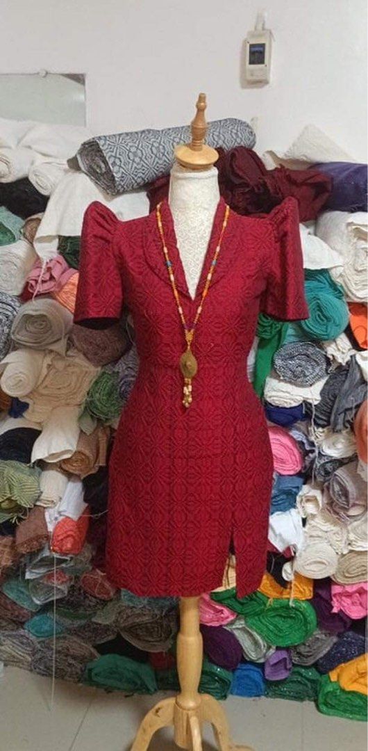 Modern Filipiniana Dress with Slit, Women's Fashion, Dresses & Sets ...