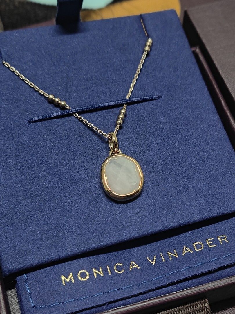 Monica Vinader Necklace Siren Medium Bezel Pendant Charm with Triple Beaded Chain Necklace Women s Fashion Jewelry Organisers Necklaces on Carousell