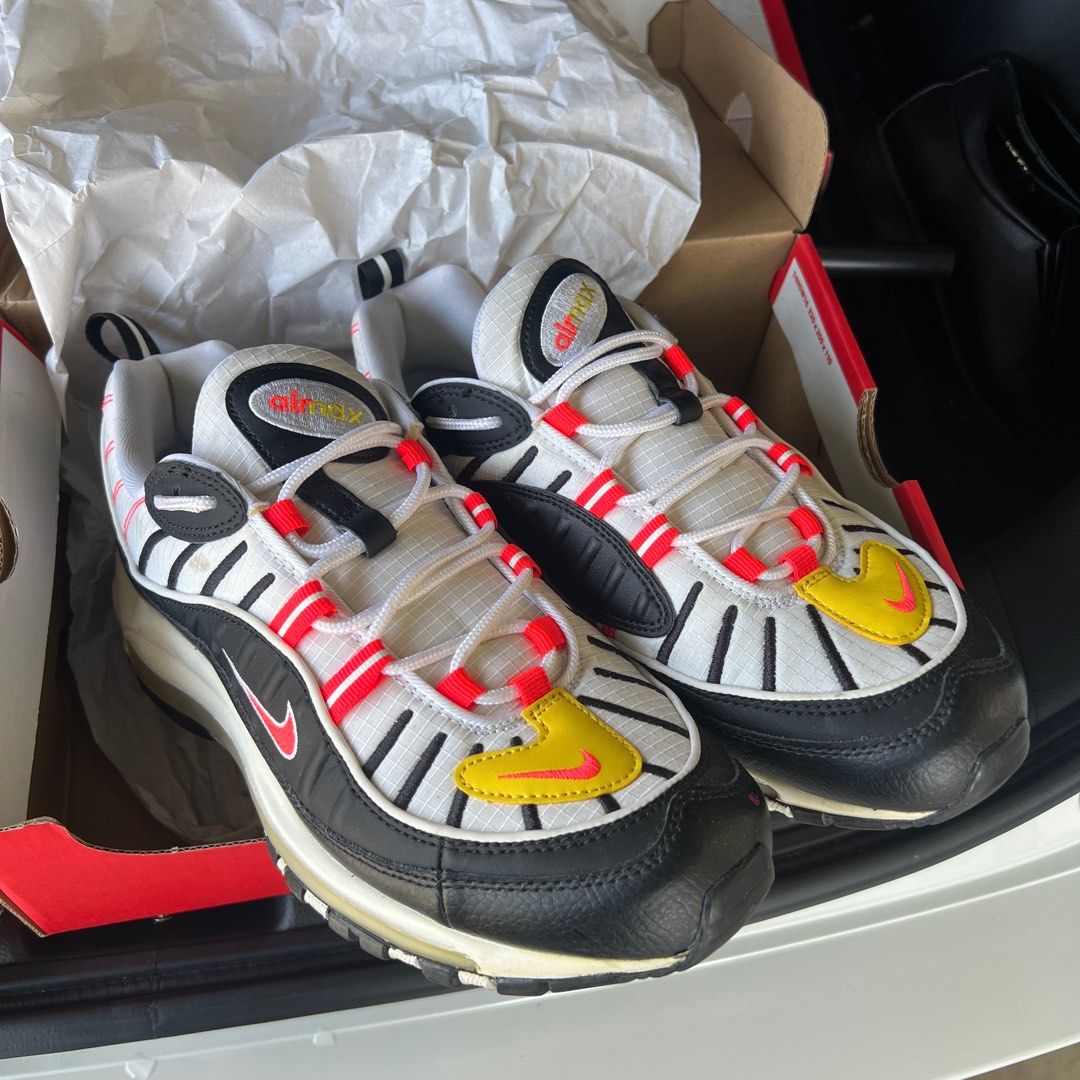 Air max 98 black white yellow crimson shop