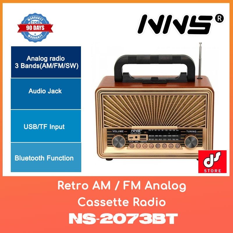 NNS NS-2073BT Retro Am/Fm Analog Cassette Radio WITH 3 MONTHS