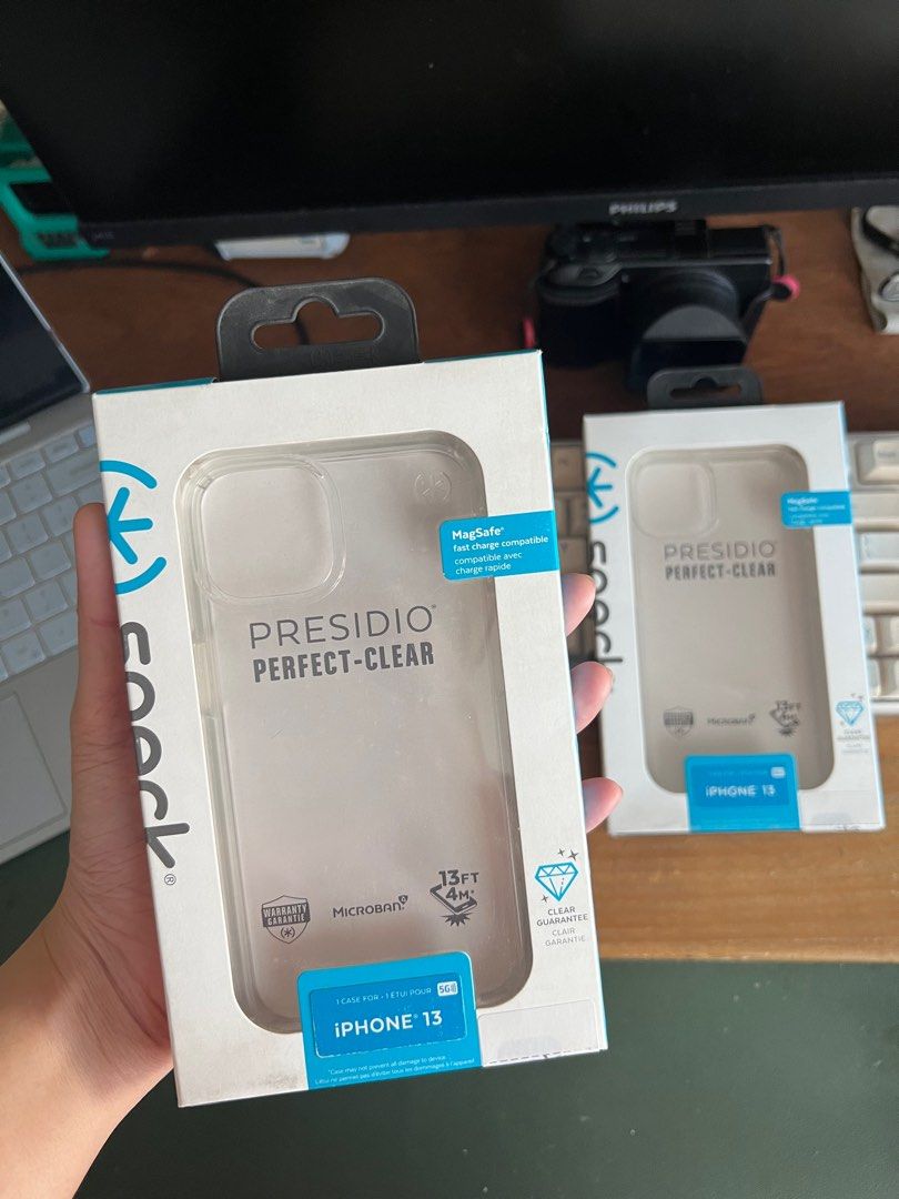 Original Speck Presidio Perfect Clear for iPhone 13 (Category: Cases & Sleeves) located in Manila. Submitted by razelysonn (Listing ID 1303095415, Image 1). Description: Mark down from 2,200 SRP 1,100 each sale price all original!.