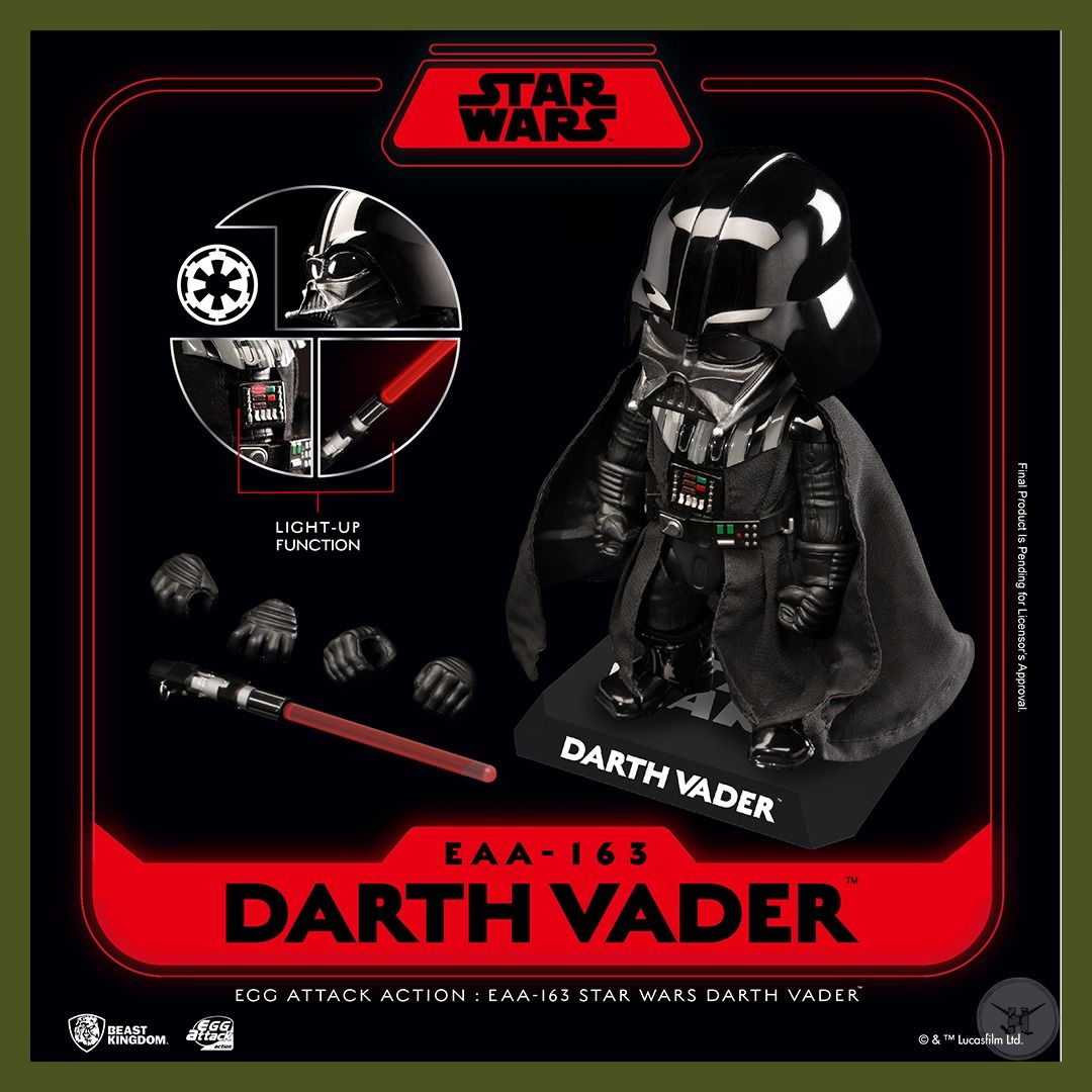 PRE-ORDER!! Egg Attack Action Star Wars Series: Star Wars Darth Vader EAA-163 (Category: Figurines & Statues) located in Quezon City. Submitted by figsnkits (Listing ID 1303240456, Image 2). Description: PRE-ORDER!! Beast Kingdom: Egg Attack Action Star Wars Series: Star Wars Darth Vader EAA-163 Pre-order price: Php 4,460 Min. DP: Php 1,100 (new) Php 700 (return customers) SRP: Php 4,950 Deadline: May 20, 2024 or until PO slots are full ETA: Q2 2