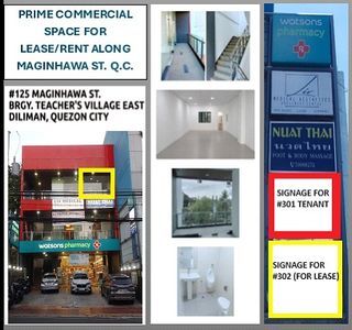 PRIME COMMERCIAL SPACE FOR LEASE/RENT ALONG MAGINHAWA ST, Near Quezon City Hall !