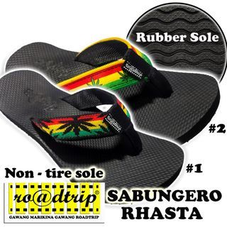 Roadtrip Sabungero Rasta - Marikina made Heavy duty Rubber sole handcrafted with slippers.  Available size 5-11 please see size chart