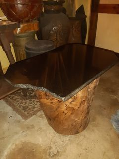 Rustic Tree stump coffee table with granite top