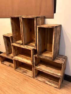 Rustic wooden storage boxes