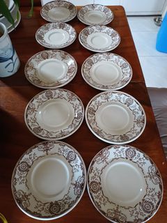 Set of Duraling Hotel Ware Co., Ltd. Cake Plates and Saucers