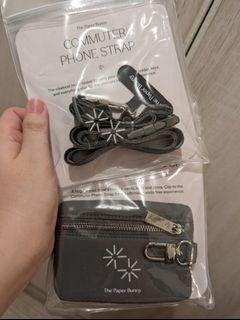 The Paper Bunny Card Pouch and Phone Strap Graphite