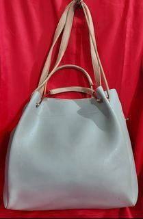 Tote bag: Very light gray and beige leather.  Office bag. School bag. Everyday bag. 2way bag.sling crossbody and handbag.