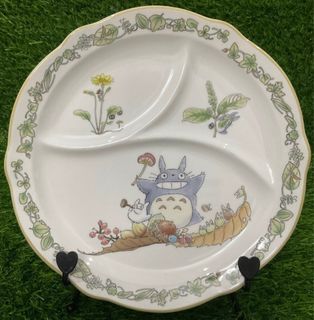 Totoro Nibaraki Ghibi Green Plants Noritake Bone China Microwave Oven Safe Triple Divider Clover Rim Dinner Deco Plate with Backstamp 9” inches, 1pc available - P2,500.00