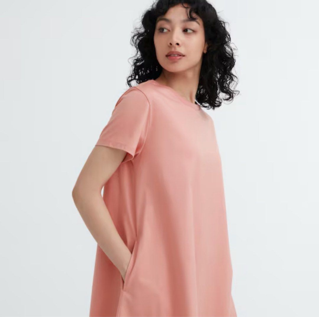 Uniqlo Mercerized Cotton Short-Sleeve Mini Dress in Red color, Women's  Fashion, Dresses & Sets, Dresses on Carousell