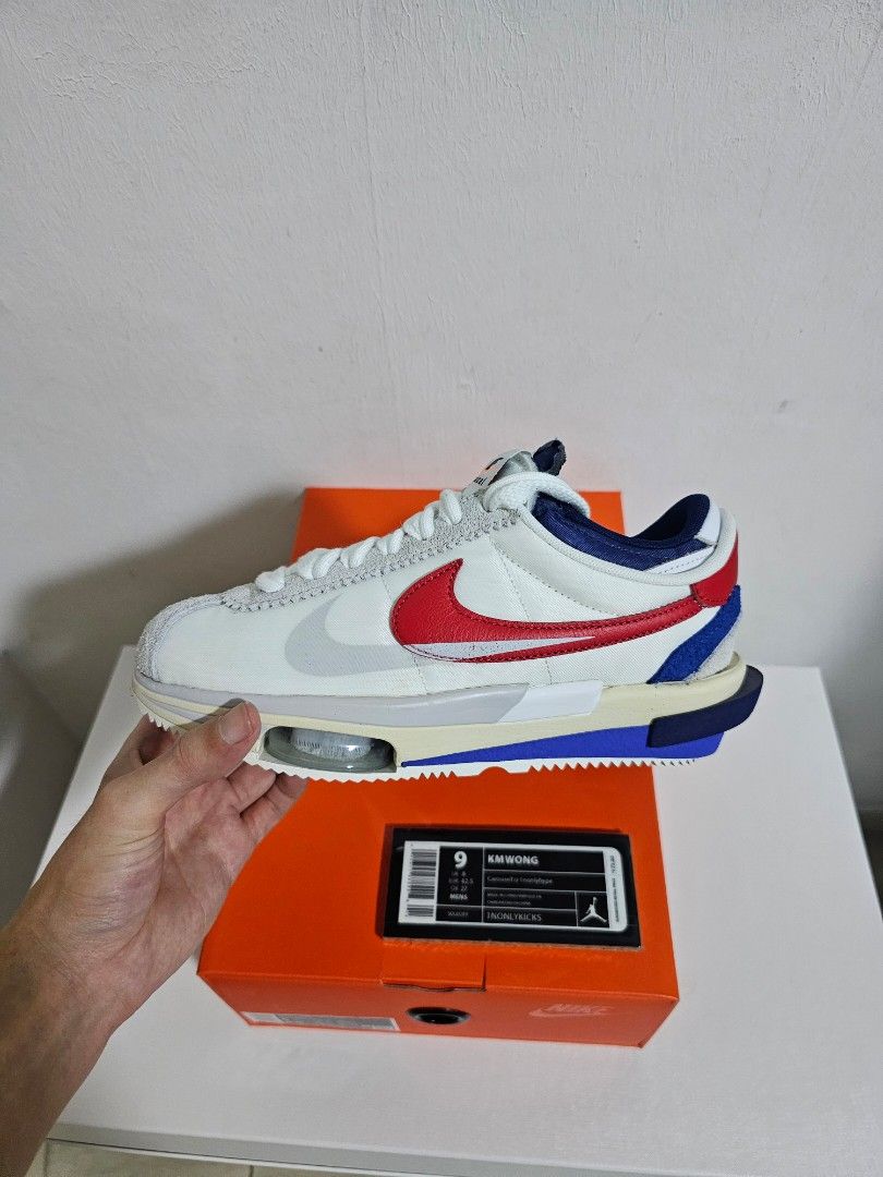 US5 Sacai x Nike Zoom Cortez White and University Red