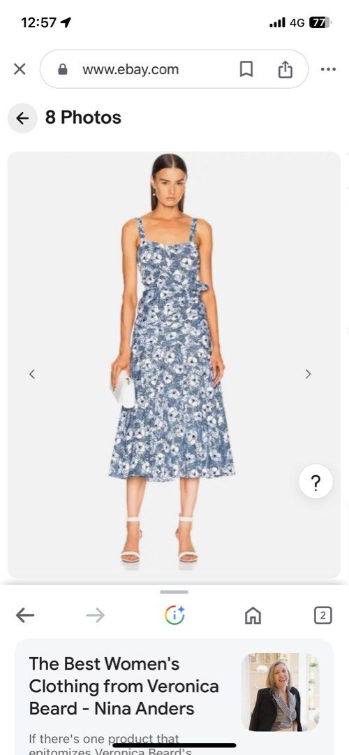 Veronica Beard Marena Gathered Floral Blue Dress