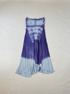 vintage free people shades of blue tiedye embroidered flowers asymmetrical maxi skirt