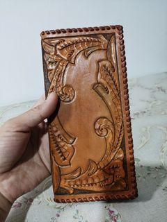Vintage japan tooled leather long wallet