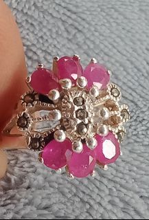 VINTAGE NATURAL RUBY SILVER RING