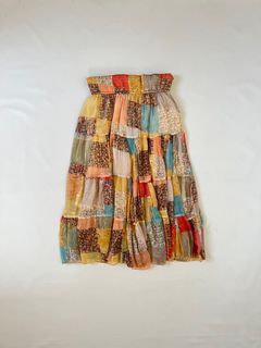 vintage patchwork summer vibe boho maxi skirt or dress