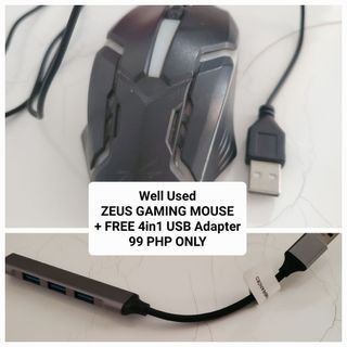 Well Used ZEUS GAMING MOUSE + FREE 4in1 USB adapter