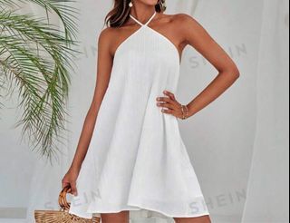 White Halter Beach Dress