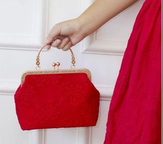 Womens bag red female lace day cluth fashion handbags lady party