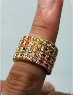 Women's Colored Gem Studded Gold Fashion Jewelry Ring