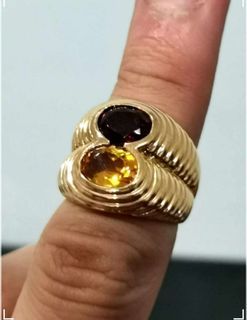 Women's Dark and Yellow Stoned Gold Fashion Jewelry Ring