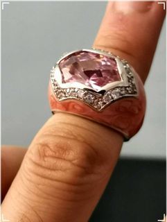 Women's Rose Pink Center Gem Fashion Jewelry Ring