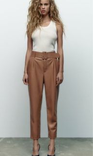Zara belted faux leather pants