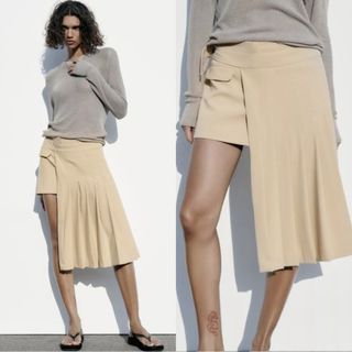 Zara Deconstructed Box Pleated Skirt