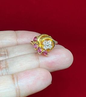 14K Ring with Rubies and Diamonds