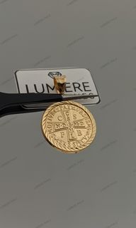 18K Saudi Gold Pendant (Reversible) St. Benedict - Small | 18.7MM | Yellow Gold | [LP-001328]