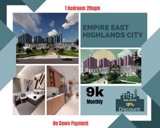 1br 29sqm 9k monthly no down payment for investment near cubao bgc Eastwood