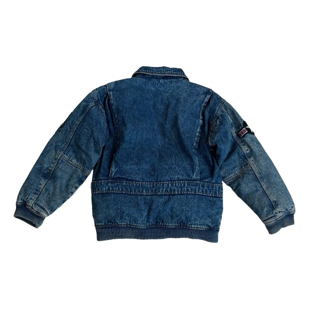 Vintage 70s US Air Force Flight b52 Denim Bomber Jacket (Category: Coats, Jackets and Outerwear) located in Davao. Submitted by frailty444 (Listing ID 1303302106, Image 2). Description: width: 21 length: 24 sleeve: 21 70s Talon Zippers. Padded jacket. Patterned lining of aircrafts Vintage Military Patches *Busy island Task Force *Air force Communications Command Busy Island Task Force was an operation training mission that operated out of Anderse