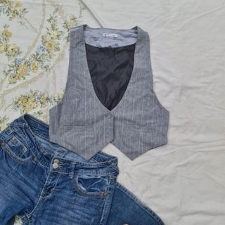 90s y2k gray cropped mini vest