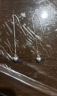 925 Silver Heart Threader Dangling Earrings