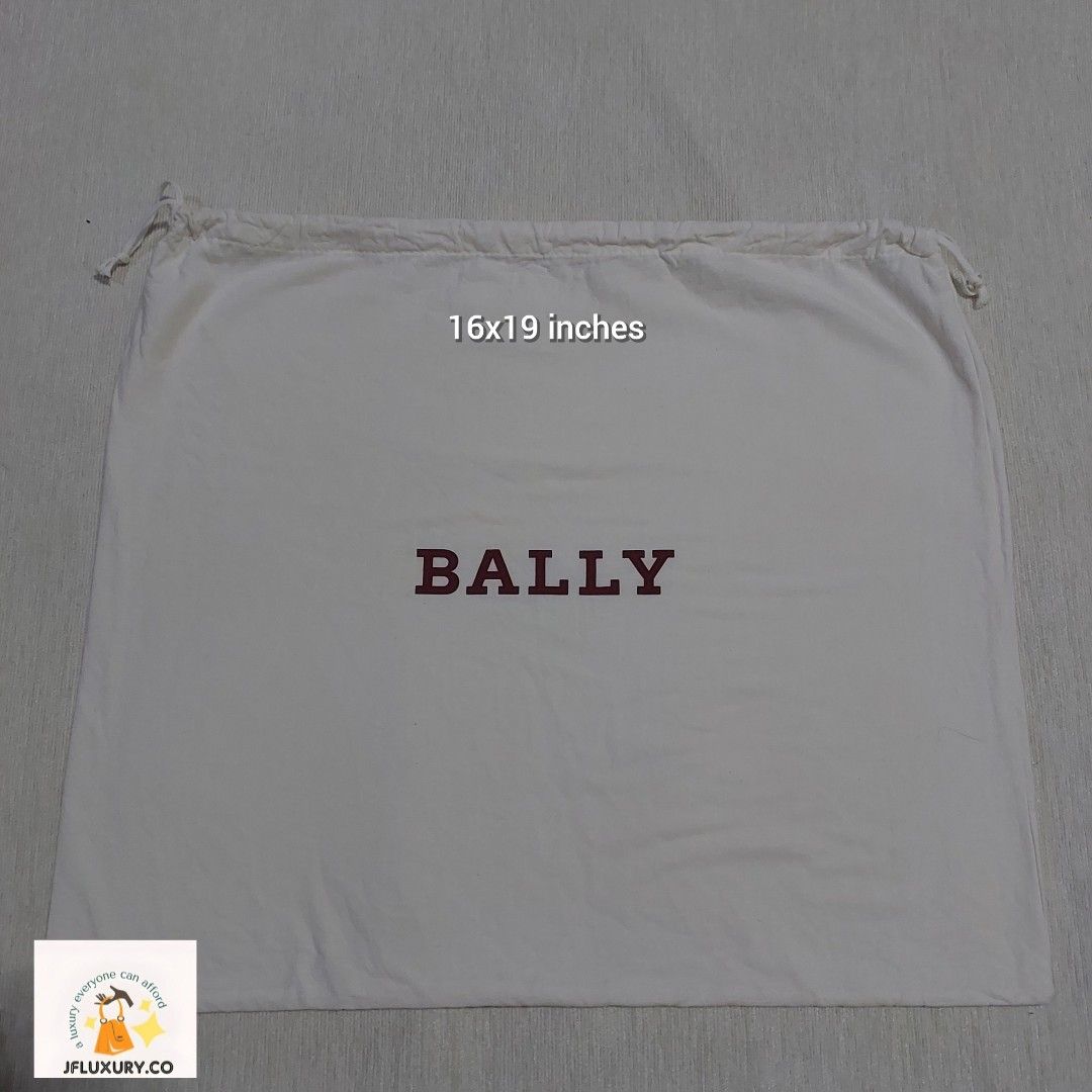 Authentic Bally dust bag 16x19 inches (Category: Luxury Bags & Wallets) located in Manila. Submitted by jfluxury.co (Listing ID 1303412722, Image 1). Description: excellent condition no flaws bought in Japan 🇯🇵 💯% Authentic. 😊 Money back guarantee. 😊 Clean and ready to use na po.