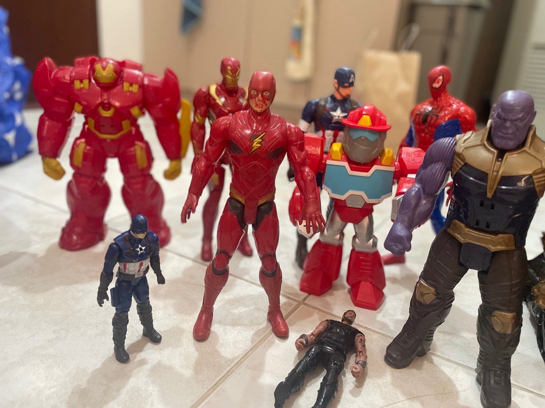 Avengers toys assorted (Category: Action & Battle Toys) located in Quezon City. Submitted by declutteringcee (Listing ID 1303278132, Image 1). Description: 6 pcs Avengers assorted toys Bought at Php 269 each Hulk, Thanos, Iron Man, Flash, Hulkbuster, Spiderman .