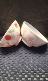 Bowl ceramic pink heart cherry 4.5"