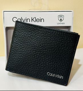 CALVIN KLEIN CK BLACK RFID PROTECTION BILLFOLD GENUINE LEATHER & VALET WALLET $50
