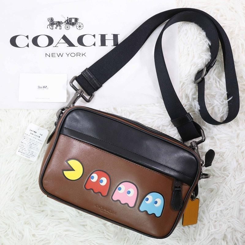 Coach Graham Crossbody In Refined Calf Leather With Pac Man Motif Men Sling Messenger Shoulder Bag