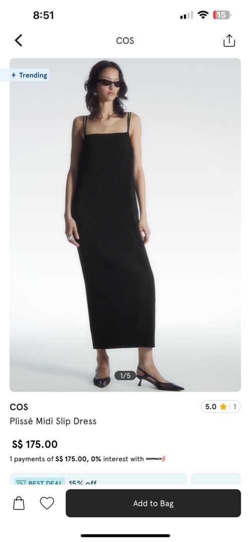 COS Plisse Midi Slip Dress / pleated in black size S, Women's Fashion,  Dresses & Sets, Dresses on Carousell