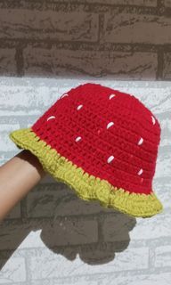Crochet strawberry hat
