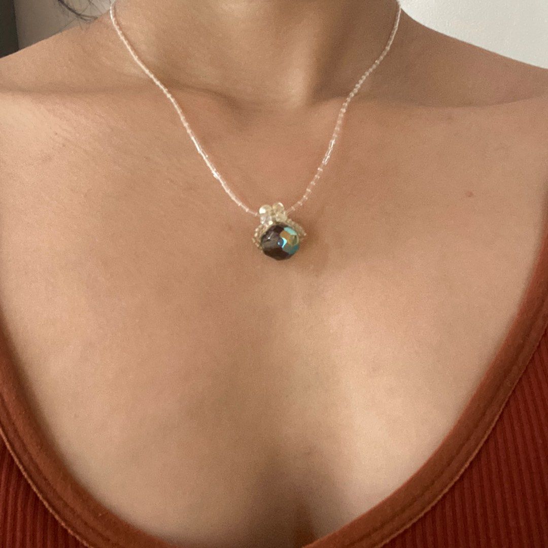 Crystal bead necklace (Category: Necklaces) located in Rizal. Submitted by protractor (Listing ID 1303300306, Image 3). Description: - Great for beach vibes! - L: 8 inches - the clasp at the back is cute (second picture) - bought in a vintage shop Send a message for more details! .