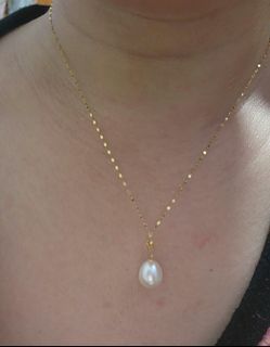 DANCING CHAIN 18" with Fresh Water Pearl Pendant