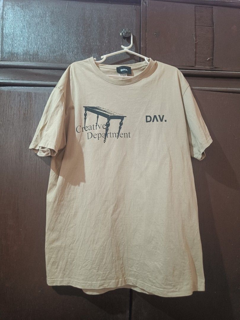 DAV- creative department T-shirt (Category: Tshirts & Polo Shirts ) located in Pasig City. Submitted by clarsethsof.ph (Listing ID 1303325868, Image 1). Description: Condition- used Size- XL ( liked it oversized) Got this from cebu -Unisex -actual photo posted -no flaws -good as new.