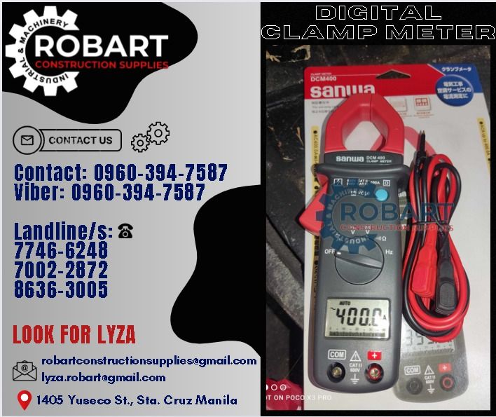 Digital Clamp Meter (Category: Construction Tools & Equipment) located in Manila. Submitted by lyzarobart1999 (Listing ID 1303304553, Image 1). Description: Digital Clamp Meter Model: DCM400 Brand: Sanwa 𝐒𝐄𝐍𝐃 𝐔𝐒 𝐌𝐄𝐒𝐒𝐀𝐆𝐄 𝐅𝐎𝐑 𝐈𝐍𝐐𝐔𝐈𝐑𝐈𝐄𝐒 ‼️ 0 9 6 7 3 8 1 8 2 2 7 0 9 6 0 3 9 4 7 5 8 7 𝐋𝐚𝐧𝐝𝐥𝐢𝐧𝐞 𝐍𝐮𝐦𝐛𝐞𝐫𝐬: 𝟕 𝟕 𝟒 𝟔 - 𝟔 𝟐 𝟒 𝟖 / 𝟕 𝟎 𝟎 𝟐 - 𝟐 𝟖 𝟕 𝟐 / 𝟖 𝟔 𝟑 𝟔 - 𝟑 𝟎 𝟎 𝟓 𝐋𝐎𝐎𝐊 𝐅𝐎𝐑 𝐋𝐘𝐙𝐀 𝘌𝘮