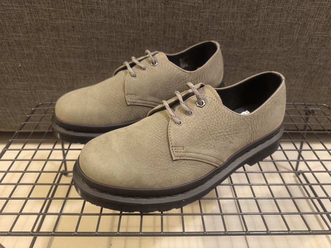 Dr Martens 1461 Nickel Grey Milled Nubuck Leather Shoes Original 